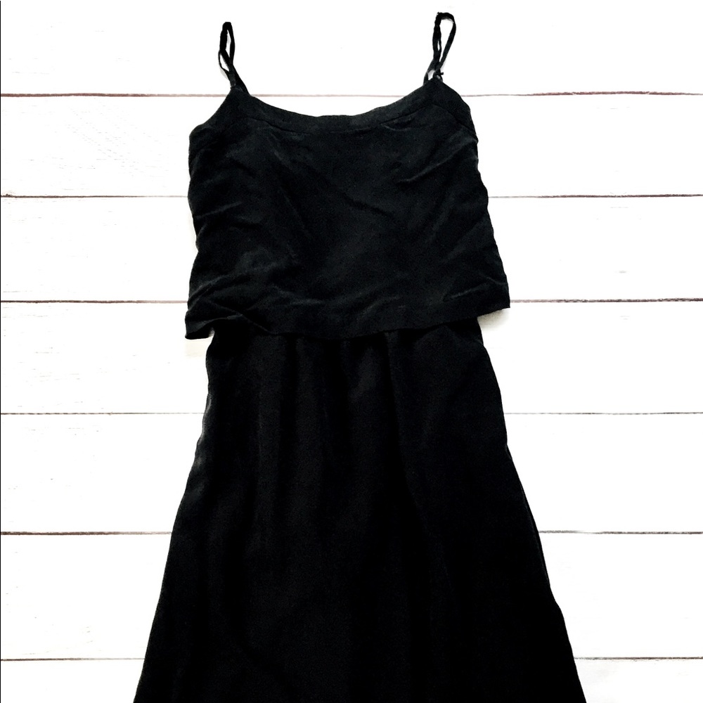 Madewell Black Silk/Polyester Lined Midi Dress S